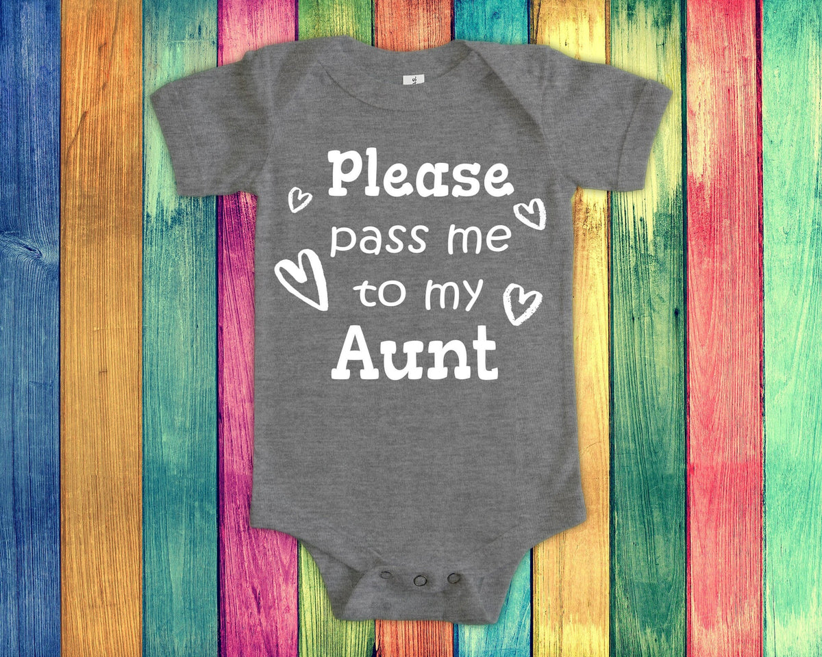 Pass Me To Aunt Cute Name Baby Bodysuit Tshirt or Toddler Shirt Special Aunt Gift or Pregnancy Announcement Graphic Tee – Soft Feel · Great Gift For Fans