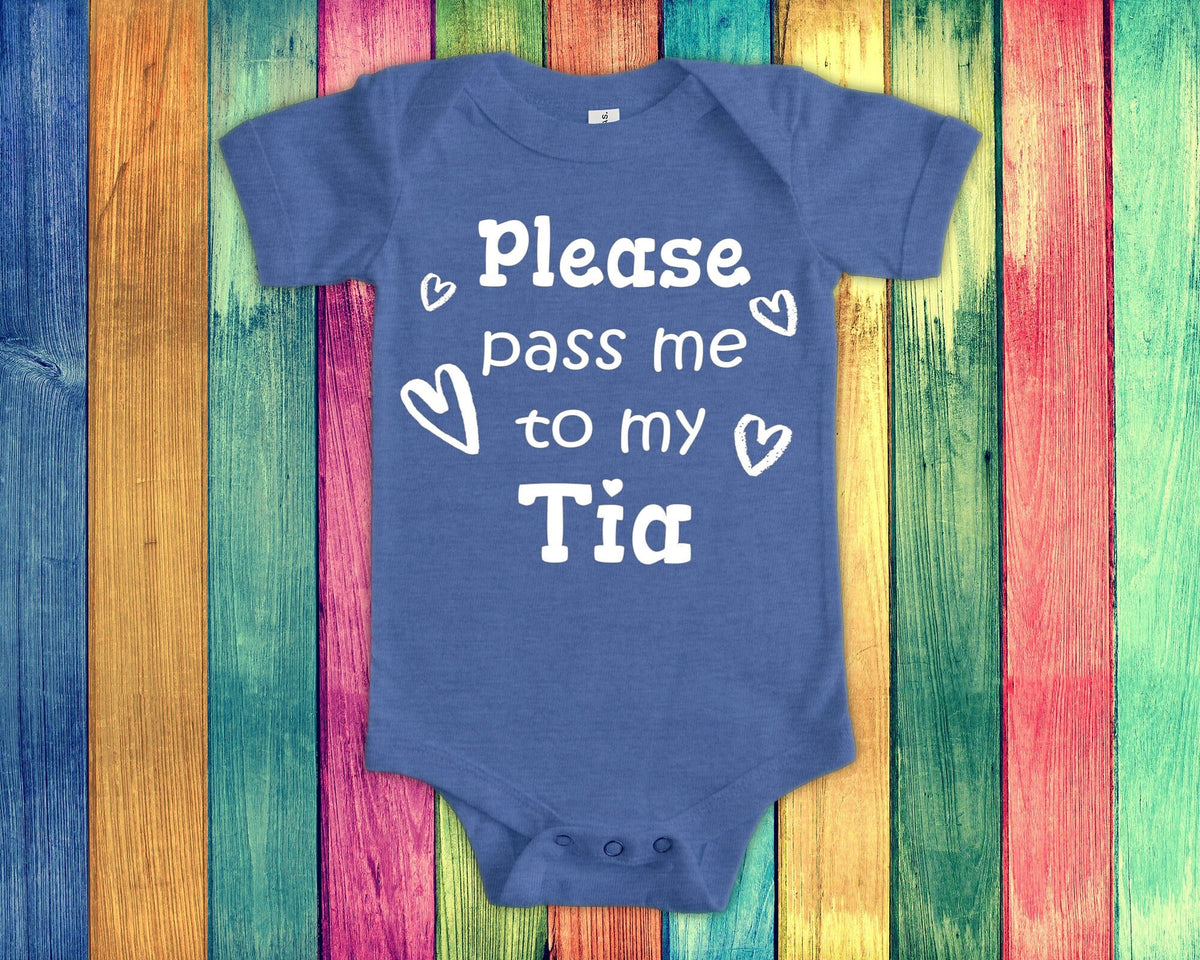 Pass Me To Tia Cute Aunt Name Baby Bodysuit Tshirt or Toddler Shirt Mexican Spanish Aunt Gift or Pregnancy Announcement Graphic Tee – Cozy Vibes · Must-Have Style