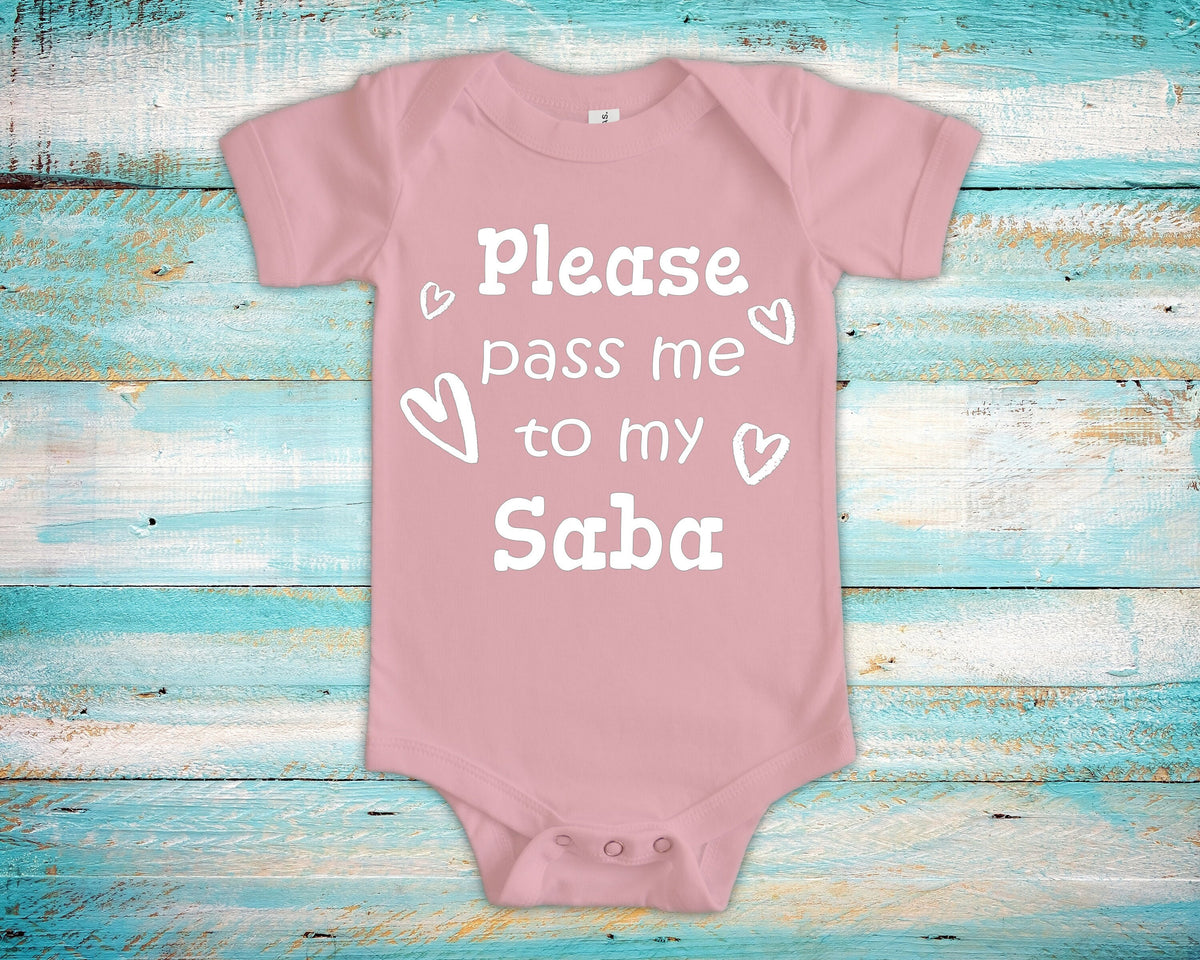 Pass Me To Saba Cute Grandpa Baby Bodysuit Tshirt or Toddler Shirt Hebrew Jewish Grandfather Gift or Pregnancy Announcement Graphic Tee – Bold Style · Trending Graphic Apparel