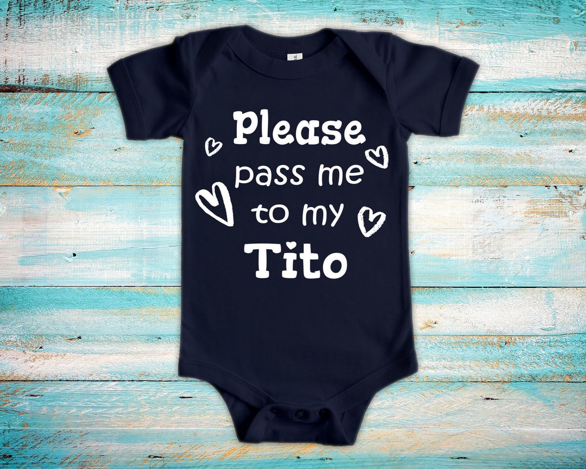 Pass Me To Tito Cute Grandpa Baby Bodysuit Tshirt or Toddler Shirt Mexican Spanish Grandfather Gift or Pregnancy Announcement Graphic Tee – Warm & Stylish · Top Pick For Any Outfit
