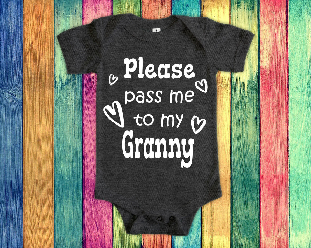 Pass Me To Granny Cute Grandma Baby Bodysuit Tshirt or Toddler Shirt Special Grandmother Gift or Pregnancy Announcement Graphic Tee – Cozy Vibes · Must-Have Style