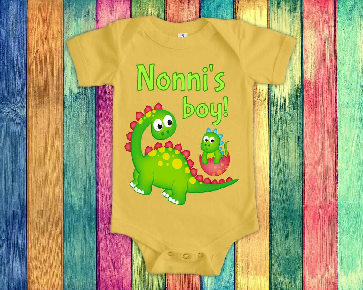 Nonni39s Boy Cute Grandma Name Dinosaur Baby Bodysuit Tshirt or Toddler Shirt for a Italian Grandmother Gift or Pregnancy Announcement Graphic Tee – Feel-Good Design · Great Gift For Fans
