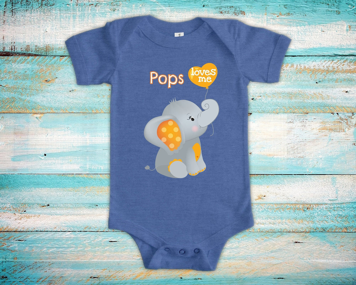 Pops Loves Me Cute Grandpa Name Elephant Baby Bodysuit Unique Grandfather Gift for Granddaughter or Grandson or Pregnancy Announcement Graphic Tee – Feel-Good Design · Trending Graphic Apparel