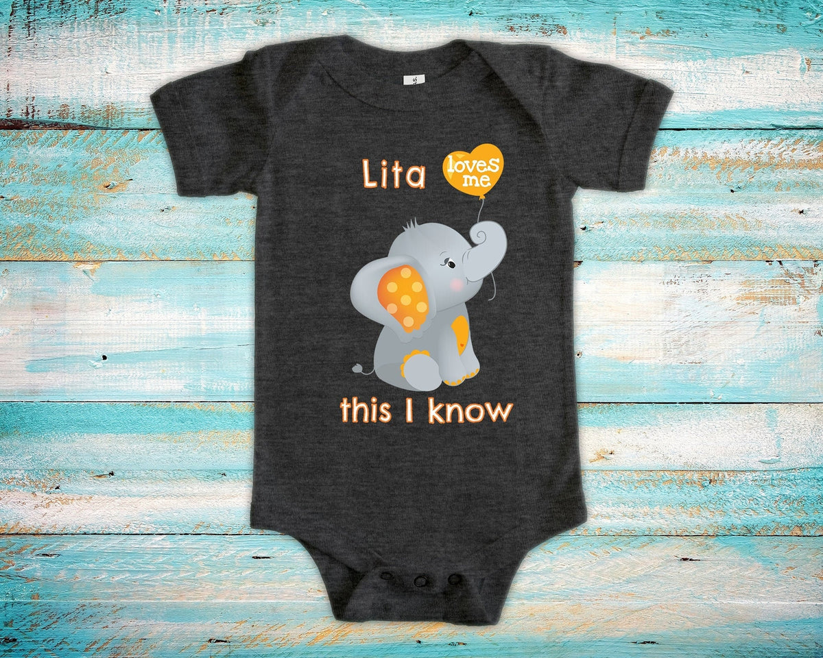 Lita Loves Me Cute Grandma Name Elephant Baby Bodysuit Unique Grandmother Gift for Granddaughter or Grandson or Pregnancy Announcement Graphic Tee – Fan Favorite · Great Gift For Fans