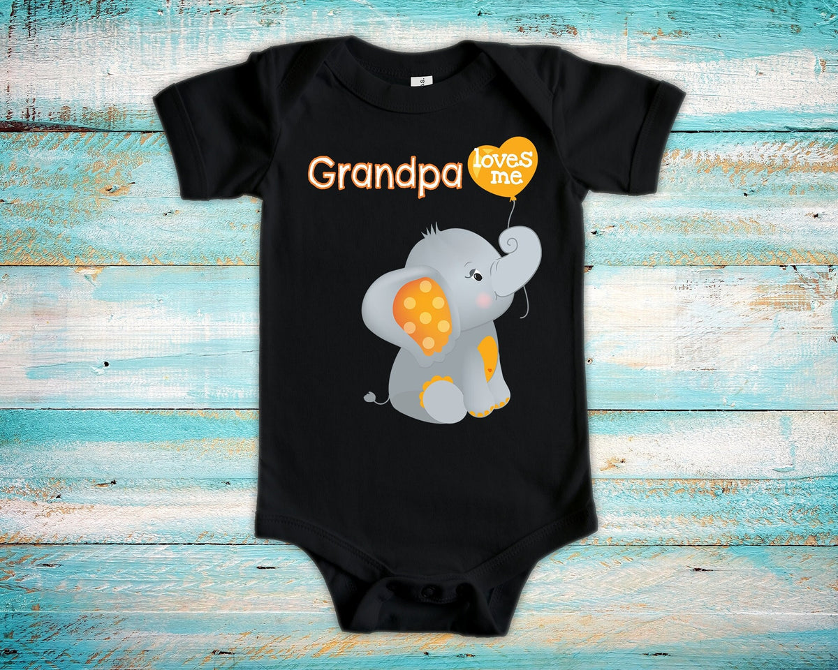 Grandpa Name Loves Me Cute Elephant Baby Bodysuit Unique Grandfather Gift for Granddaughter or Grandson or Pregnancy Announcement Graphic Tee – Feel-Good Design · Perfect For Daily Wear