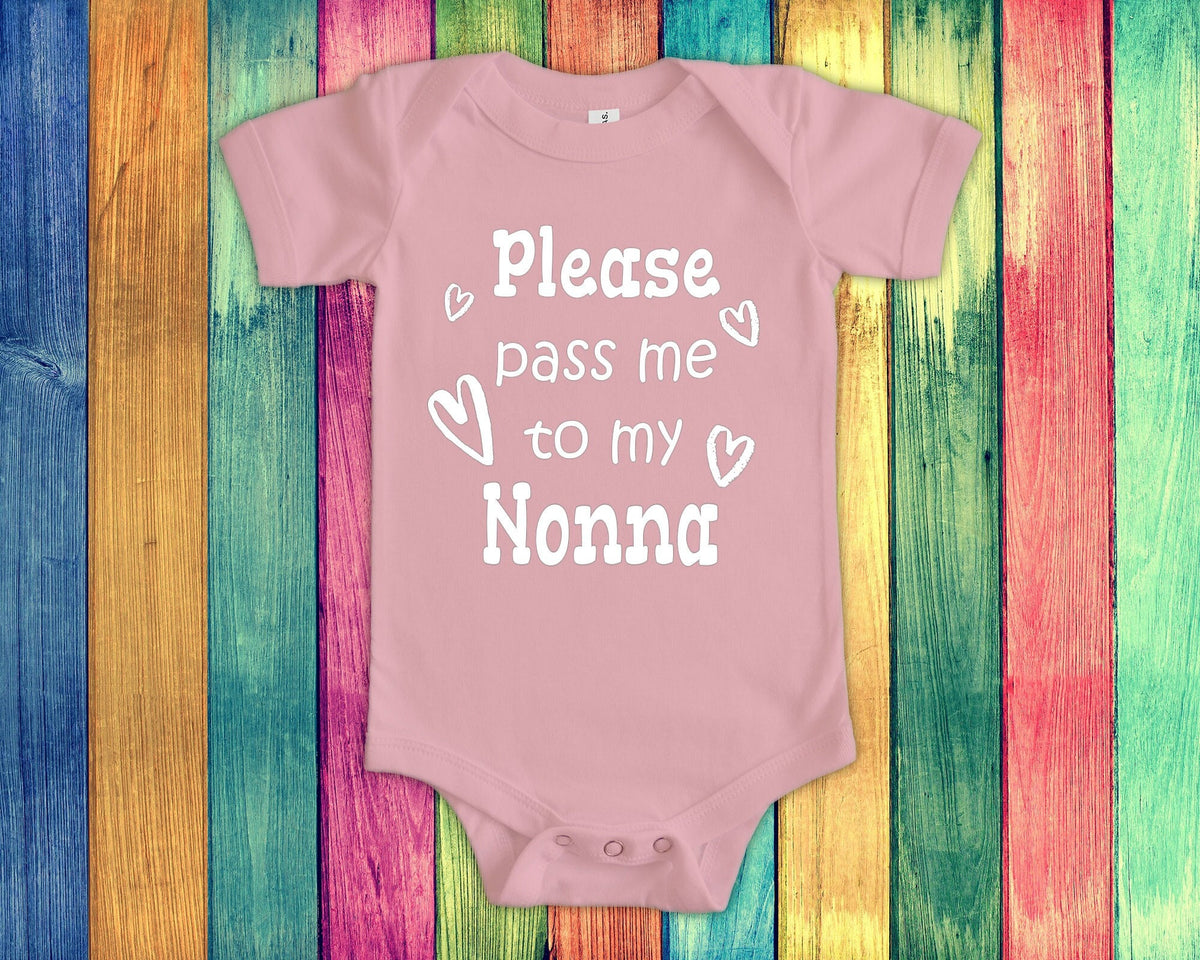 Pass Me To Nonna Cute Grandma Baby Bodysuit Tshirt or Toddler Shirt Italy Italian Grandmother Gift or Pregnancy Announcement Graphic Tee – Cozy Vibes · Great Gift For Fans