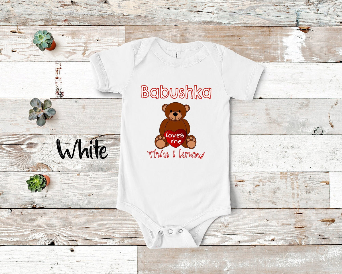 Babushka Loves Me Cute Grandma Name Bear Baby Bodysuit Tshirt or Toddler Shirt Russian Grandmother Gift or Pregnancy Reveal Announcement Graphic Tee – Easygoing Wear · Perfect For Daily Wear