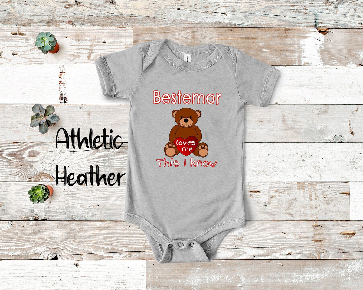 Bestemor Loves Me Cute Grandma Name Bear Baby Bodysuit Tshirt or Toddler Shirt Norwegian Grandmother Gift or Pregnancy Reveal Announcement Graphic Tee – Aesthetic Look · Perfect For Daily Wear