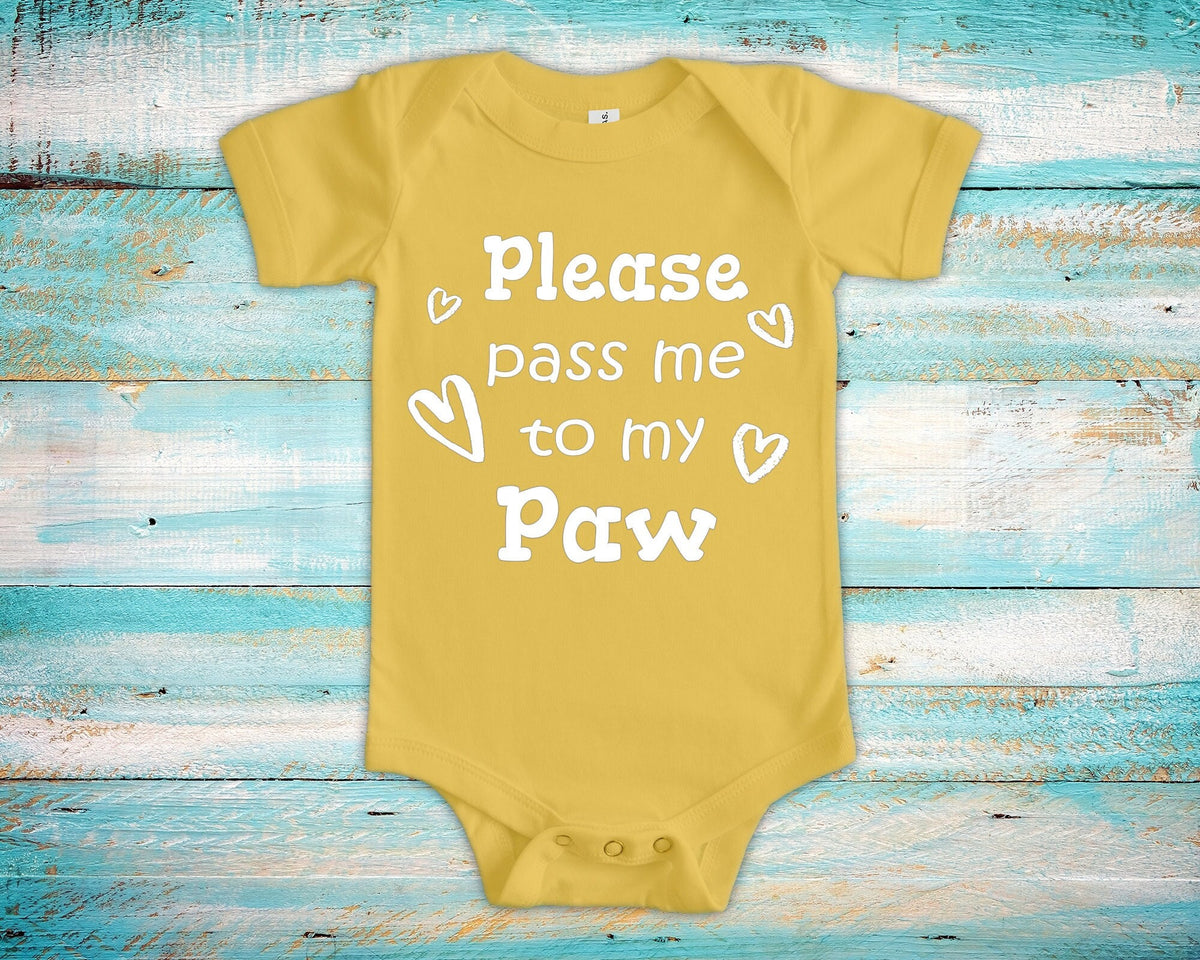 Pass Me To Paw Cute Grandpa Baby Bodysuit Tshirt or Toddler Shirt Special Grandfather Gift or Pregnancy Announcement Graphic Tee – Premium Graphic · High-Quality Print