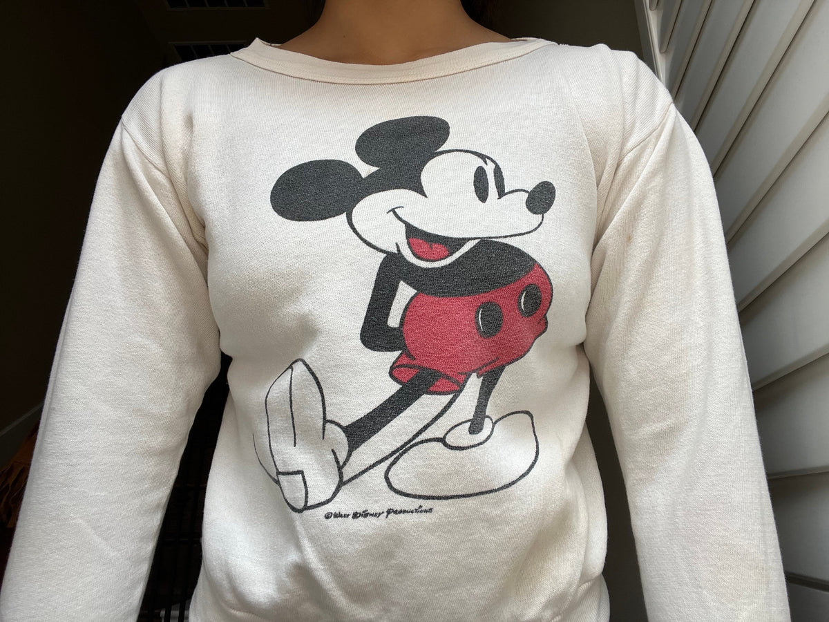 Vintage 80s Walt Disney Mickey Mouse White Crewneck Sweatshirt Size XS Sweatshirt – Cozy Vibes · Must-Have Style