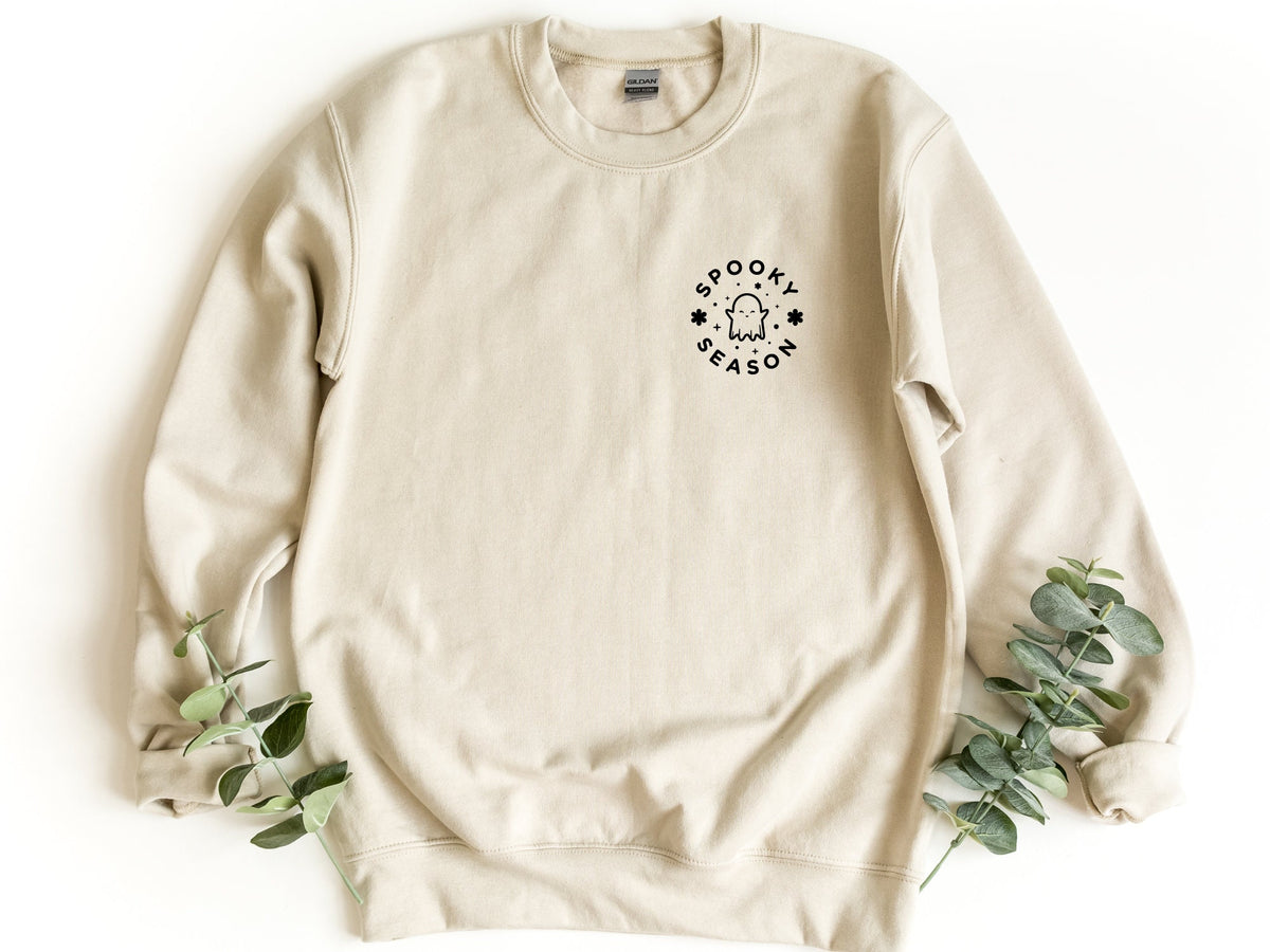Spooky Season Sweatshirt Cute Halloween Sweatshirt Ghost Crewneck Sweater Halloween Ghost Pullover Sweater Unisex sizes Sweatshirt – Warm & Stylish · Perfect For Daily Wear