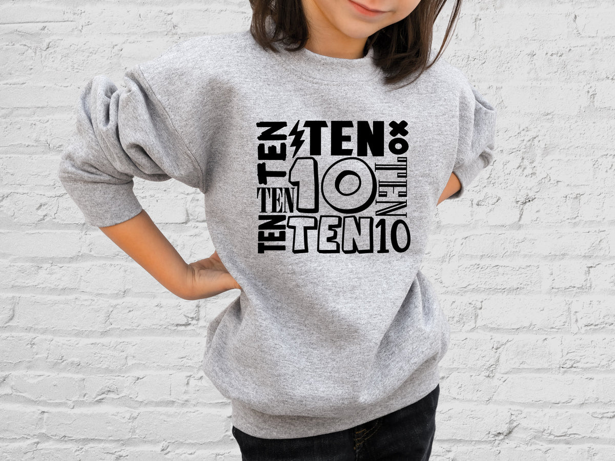 Ten Birthday Sweatshirt Tenth Birthday Gift 10th Birthday Crewneck Sweatshirt 10th Birthday Party Pullover 10 Years Old Gift Sweatshirt – Premium Graphic · Great Gift For Fans