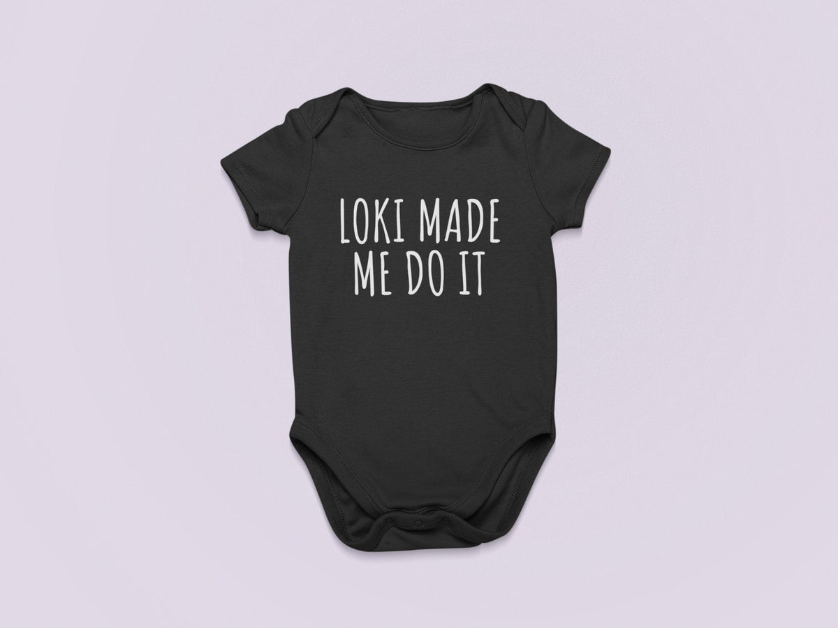 Cute Viking Baby Onepiece Funny Pagan Baby Shirt Loki Made Me Do It Baby Gift Idea Many Colors And Sizes All Cotton Graphic Tee – Aesthetic Look · Trending Graphic Apparel