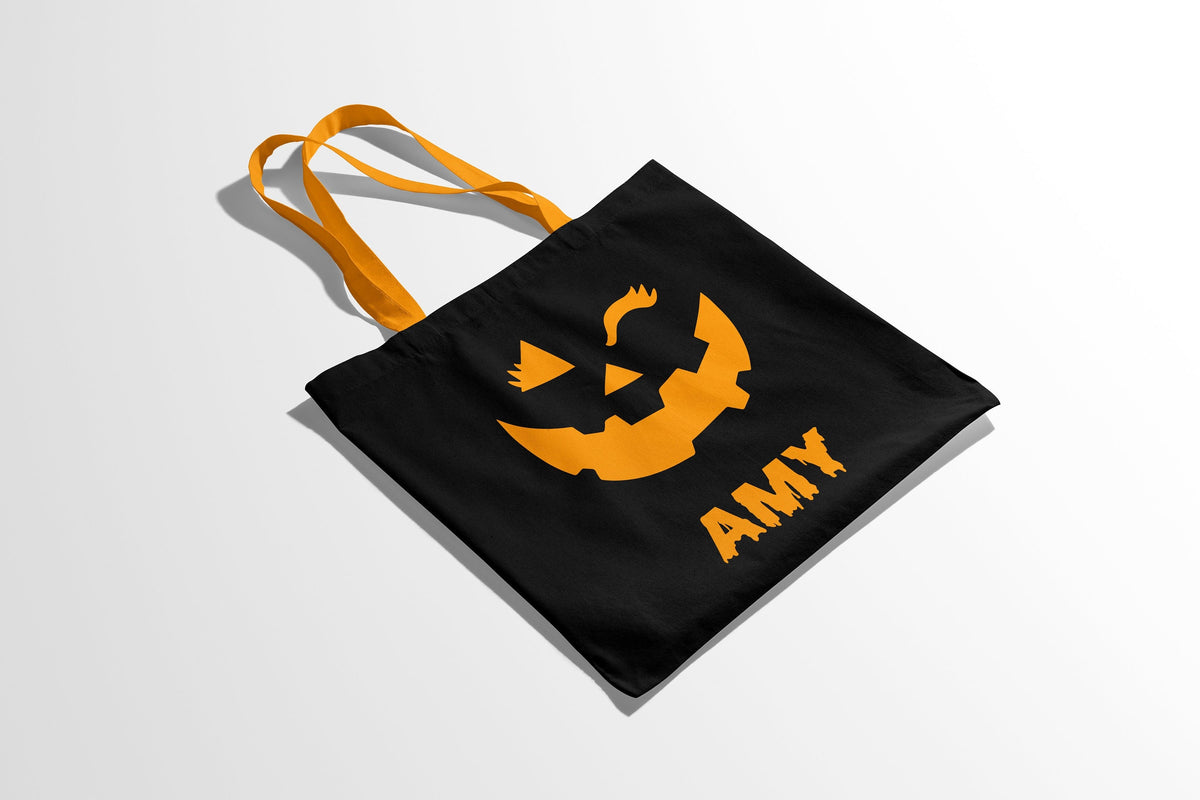 Personalized Halloween Bag Winking Pumpkin Customised Trick Or Treat Tote Bag Tote Bag – Everyday Comfort · Must-Have Style
