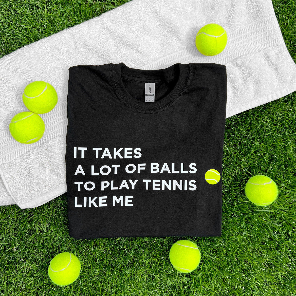 Tennis TShirt Tennis Slogan Shirt It Takes A Lot Of Balls To Play Tennis Like Me Funny Tennis Gift Graphic Tee – Bold Style · Top Pick For Any Outfit