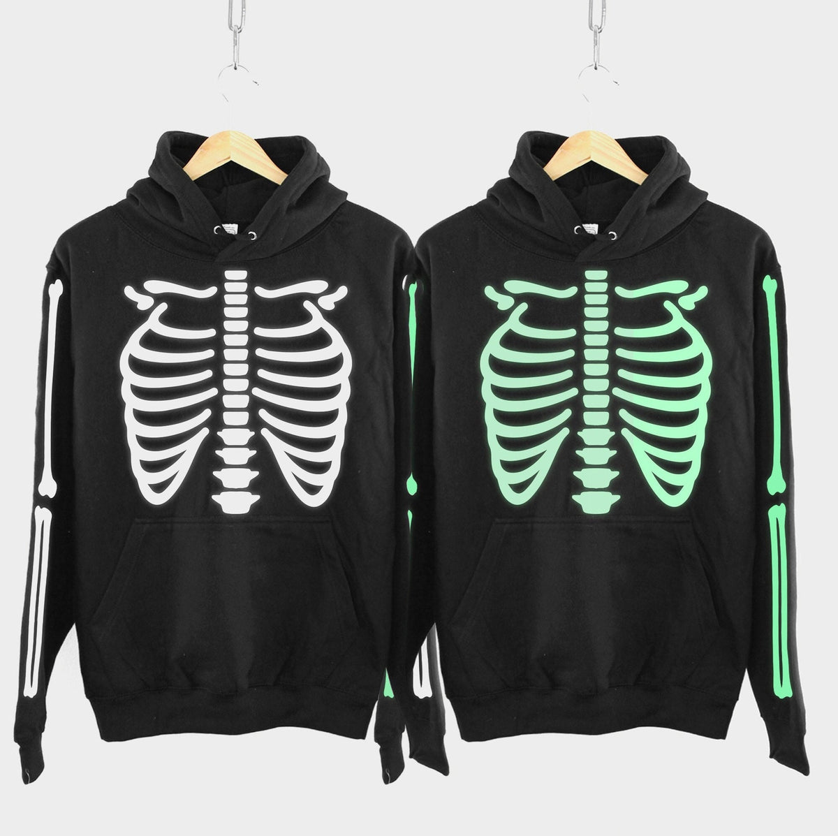 Family Skeleton Hoodies Family Halloween Party Costume Halloween Outfit White Skeleton Glow In The Dark Skeleton Hoodie Hoodie – Aesthetic Look · Top Pick For Any Outfit