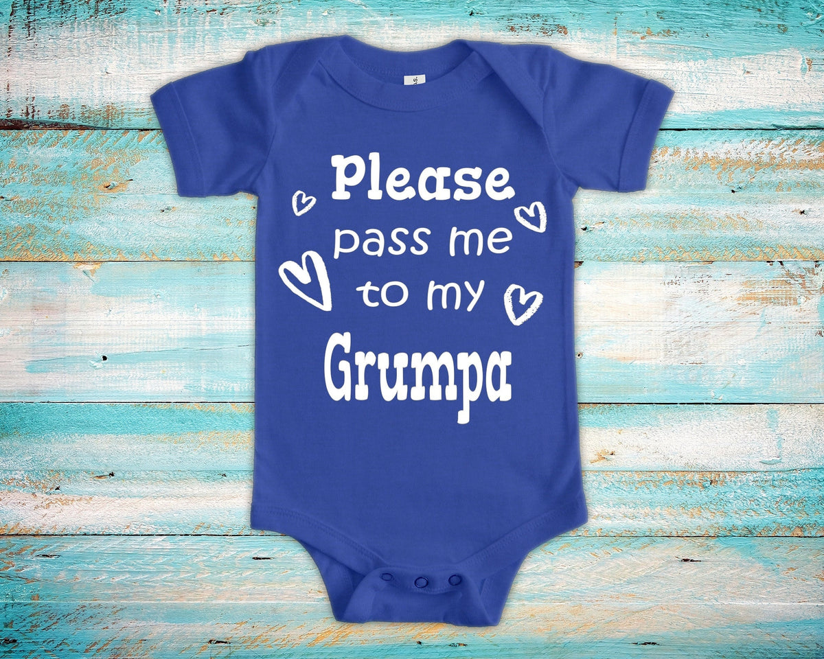 Pass Me To Grumpa Cute Grandpa Baby Bodysuit Tshirt or Toddler Shirt Special Grandfather Gift or Pregnancy Announcement Graphic Tee – Warm & Stylish · High-Quality Print