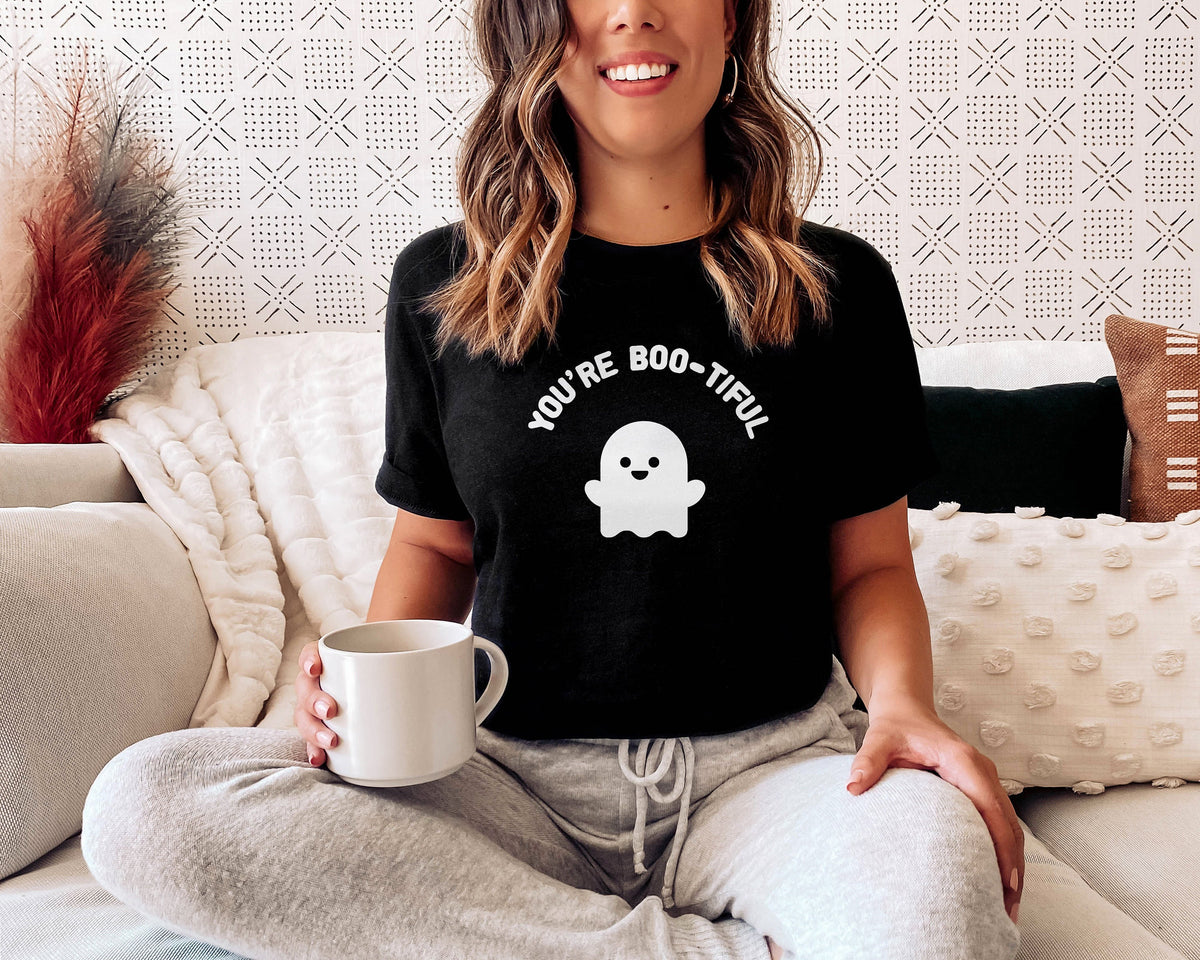 Cute Halloween TShirt You39re BooTiful Funny Halloween TShirts Ghost TShirt Graphic Tee – Everyday Comfort · Perfect For Daily Wear