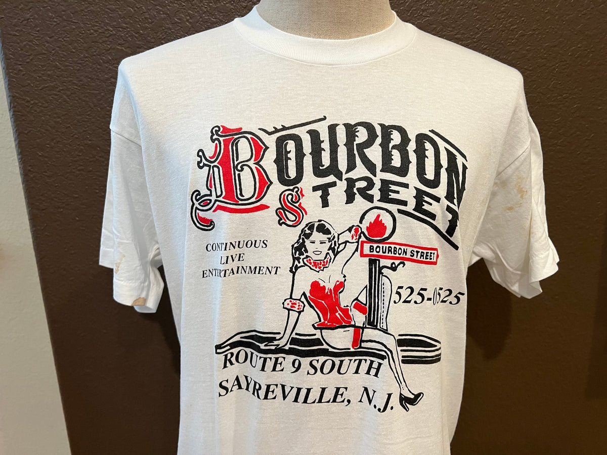 Vintage 8039s Bourbon Street New Jersey Entertainment White T Shirt Size XL Jersey – Everyday Comfort · High-Quality Print