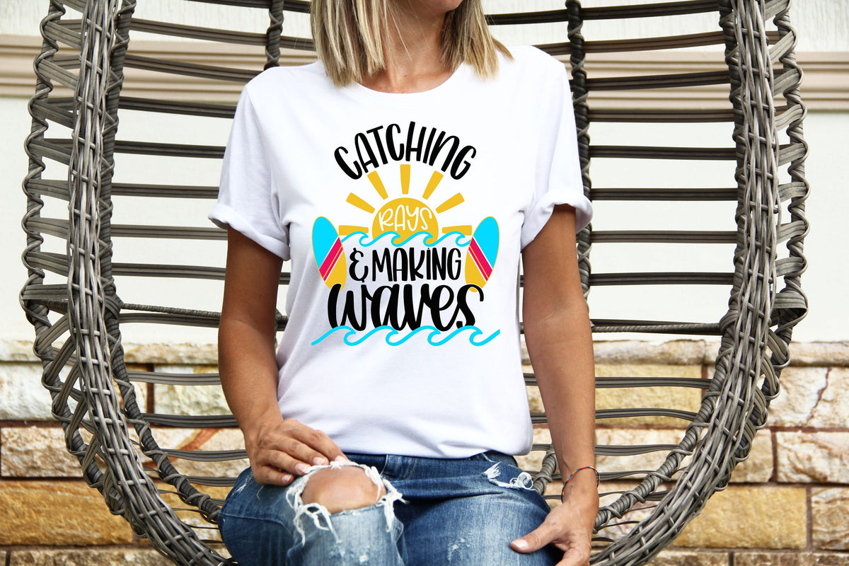 Womens Summer Tops TShirt T Shirt TShirt Tees Holiday Shirt For Women Holiday Top Catching Rays Making Waves Graphic Tee – Everyday Comfort · Must-Have Style