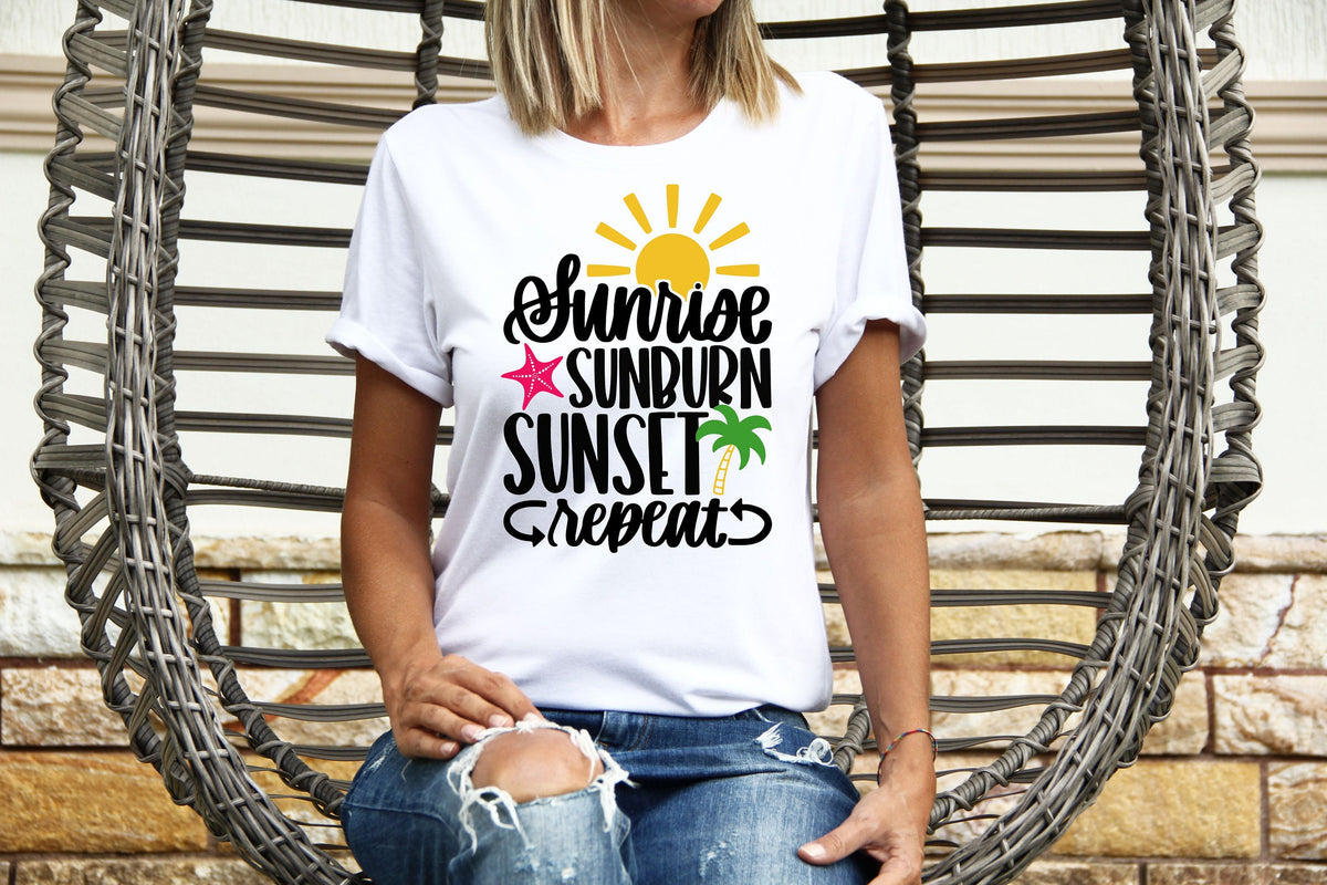 Womens Summer Tops TShirt T Shirt TShirt Tees Holiday Shirt For Women Holiday Top Sunrise Sunburn Sunset Repeat Graphic Tee – Feel-Good Design · High-Quality Print