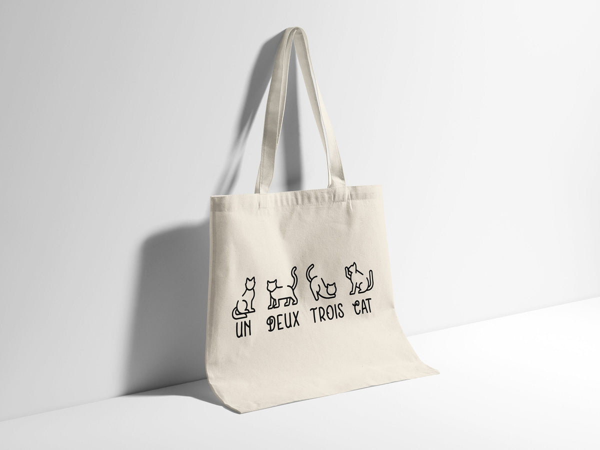Cat Tote Bag Un Deux Trois Cat Tote Bag Cat Canvas Tote Bag Cat Print Shopping Bag Cat Lover Gift Cat Bag Cat Illustration Tote Bag Tote Bag – Easygoing Wear · Trending Graphic Apparel