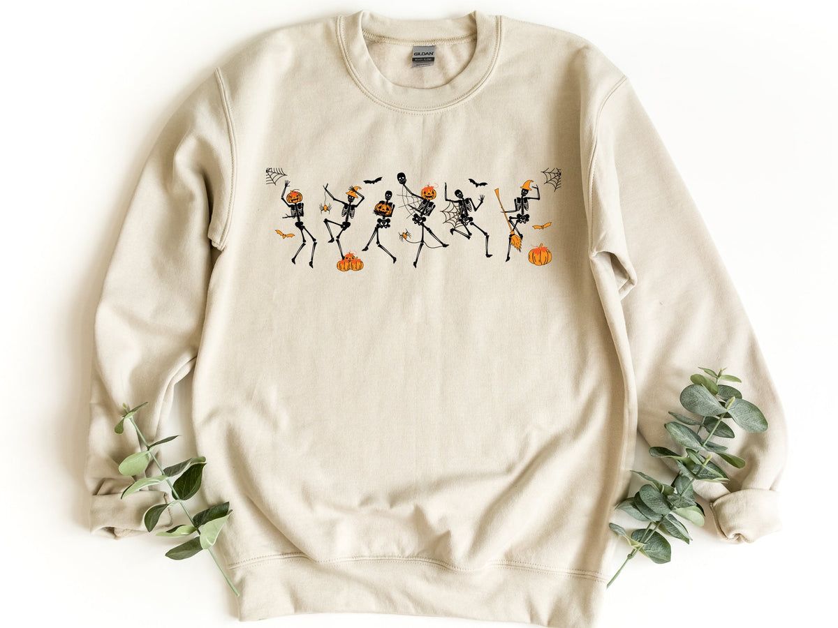 Halloween Skeleton Sweatshirt Funny Halloween Pullover Dancing Skeleton Crewneck Sweat Gift For Halloween Pumpkin Sweatshirt Fall Sweat Sweatshirt – Aesthetic Look · Must-Have Style