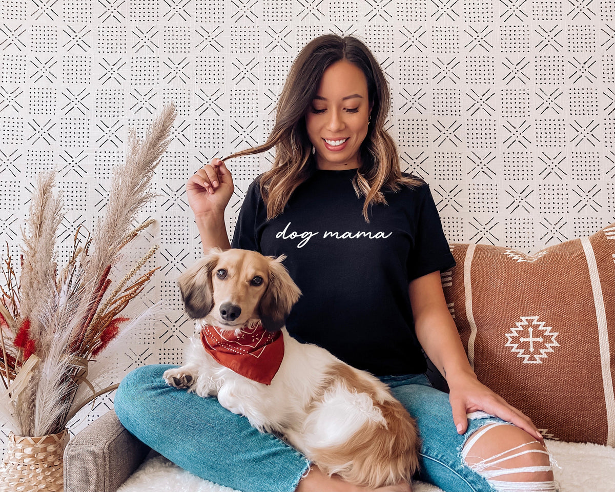 Dog Mama Shirt Dog Mum Shirt Dog Mom TShirt Dog Walking Shirts Script Typography Dog Mother TShirts Dog Owner Gift Graphic Tee – Warm & Stylish · Must-Have Style