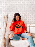 Orange Pumpkin Face Halloween Sweatshirt Pumpkin Face Sweatshirt Jack O39Lantern Sweater Halloween Pumpkin Sweatshirt Sweatshirt – Warm & Stylish · Perfect For Daily Wear