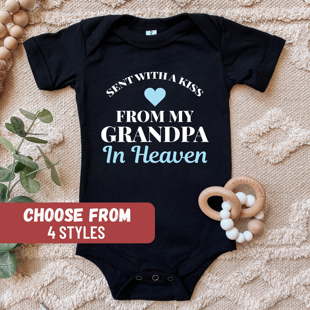 Grandpa Baby Bodysuit Grandparents Baby Announcement Baby Reveal Baby Shower Sent With A Kiss From My Grandpa In Heaven Baby Bodysuit Graphic Tee – Everyday Comfort · Trending Graphic Apparel