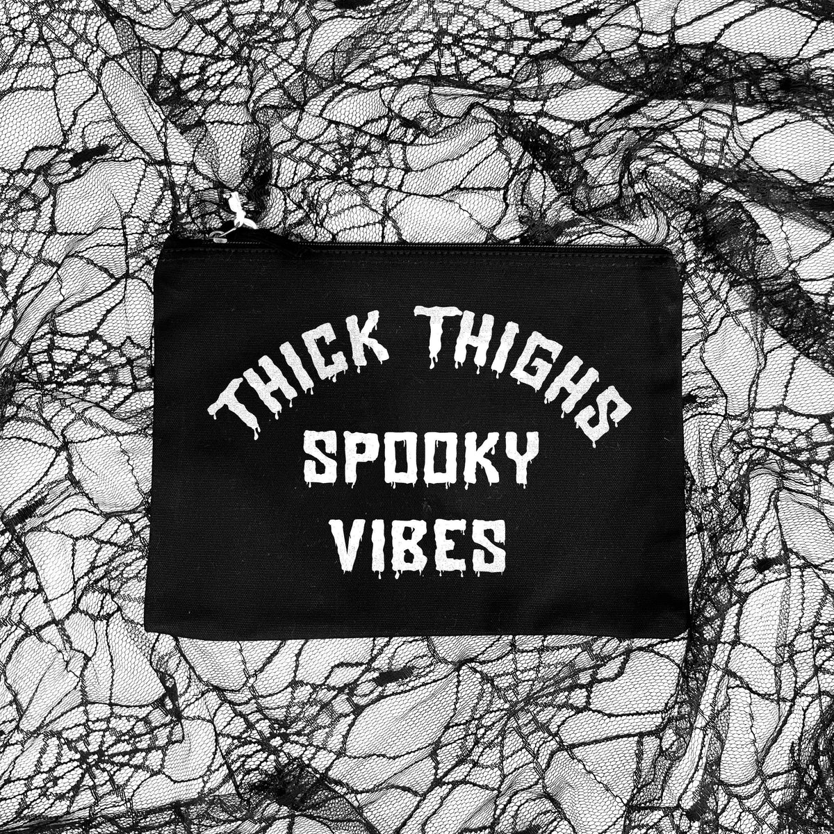 Goth Makeup Bag Thick Thighs Spooky Vibes Makeup Bag Gothic Clutch Bag Grab Bag Black Goth Makeup Brush Bag Goth Zip Up Makeup Bag Tote Bag – Feel-Good Design · Perfect For Daily Wear