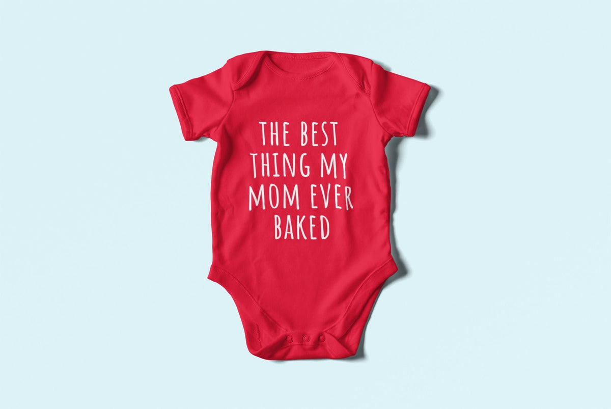 Baking Baby Onepiece Baker Baby Bodysuit Baker Baby Gift Best Thing My Mom Ever Baked Baby Shower Gift Graphic Tee – Cozy Vibes · Trending Graphic Apparel