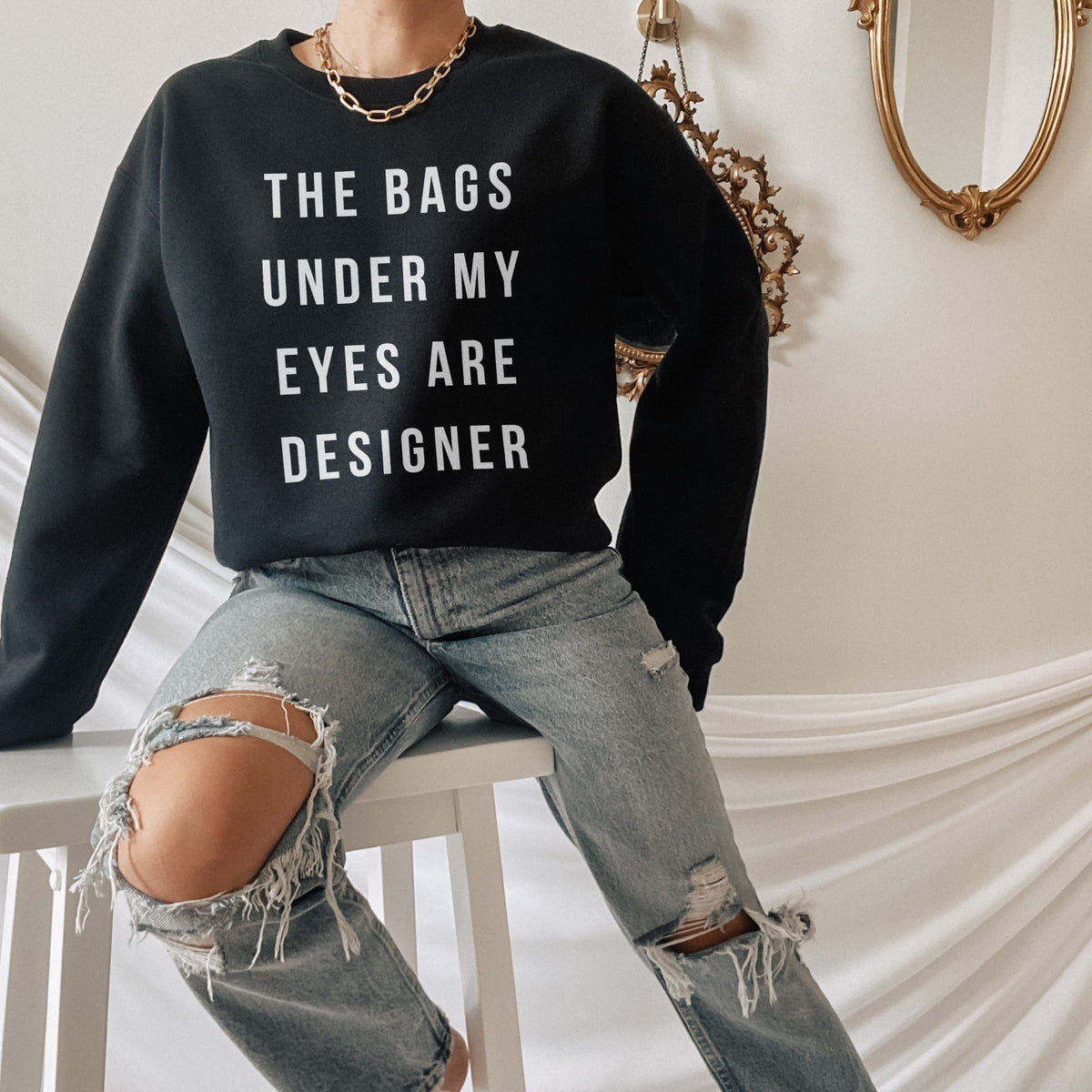 The Bags Under My Eyes Are Designer Sweatshirt Womens Designer Style Crew Neck Sweatshirt Sweatshirt – Warm & Stylish · Top Pick For Any Outfit