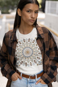 Aztec Tribe Shirt Dot Mandala Tshirt Sacred Geometry Soft Western T Shirt Yoga Graphic Tee Cool Colorful Print Cute Spiritual Lotus Graphic Tee – Cozy Vibes · Great Gift For Fans