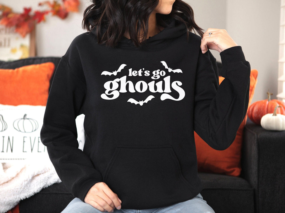 Retro Halloween Hoodie Let39s Go Ghouls Hoodie Womens Halloween Hoodie Womens Retro Hoodie Fall Hoodie Punny Halloween Pun Hoodie Hoodie – Soft Feel · Great Gift For Fans