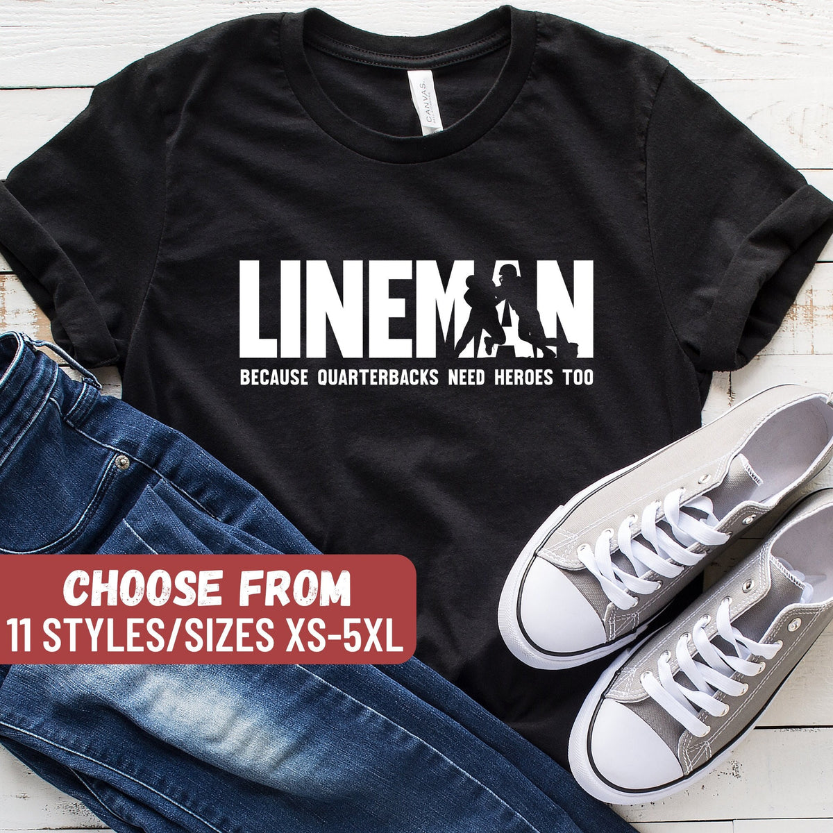 Football Lover TShirt Funny Football Lineman Shirt Offensive Lineman Tee Lineman Because Quarterbacks Need Heroes Too TShirt Graphic Tee – Feel-Good Design · Must-Have Style