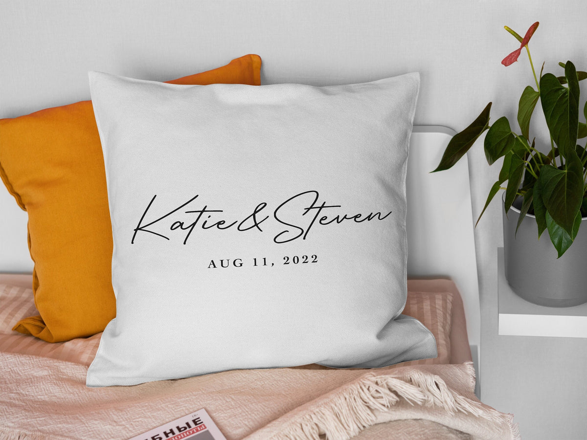 Personalised Wedding Gifts Wedding Pillow Case Couple Names Pillow Couples Wedding Gifts For Couples Custom Engagement Pillow Case Graphic Tee – Easygoing Wear · Top Pick For Any Outfit