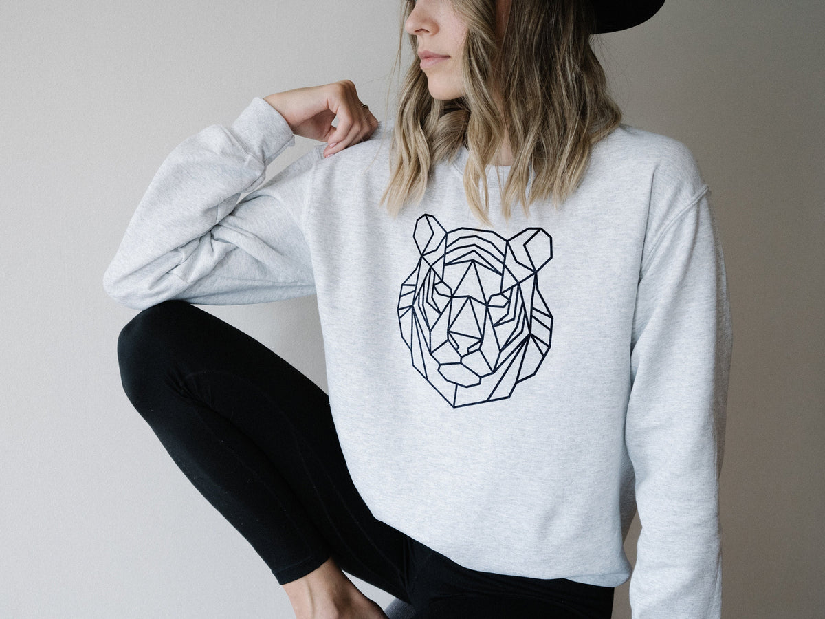 Tiger Sweatshirt Geometric Tiger Sweatshirt Tiger Lover Sweatshirt Tigers Sweater Tiger Gifts Tiger Print Sweatshirt Sweatshirt – Easygoing Wear · Great Gift For Fans
