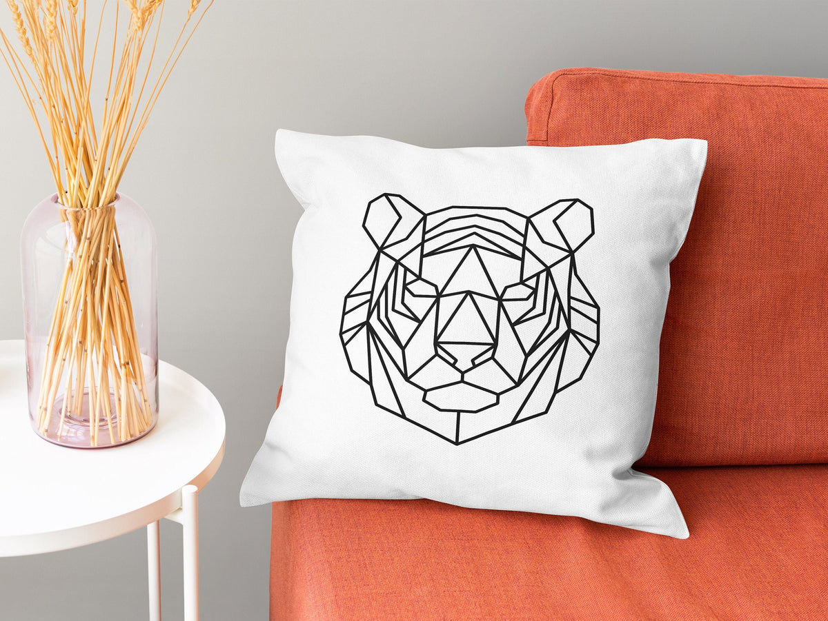 Tiger Cushion Cover Geometric Tiger Pillow Tiger Bedroom Decor Bengal Tiger Print Pillow Tiger Gifts Tiger Print Cushion Graphic Tee – Aesthetic Look · High-Quality Print