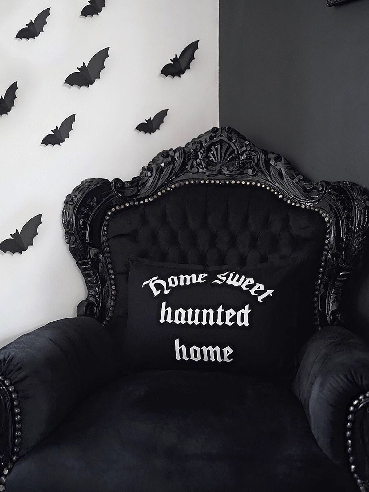 Home Sweet Haunted Home Pillow Case Black Gothic Home Decor Graphic Tee – Soft Feel · Perfect For Daily Wear