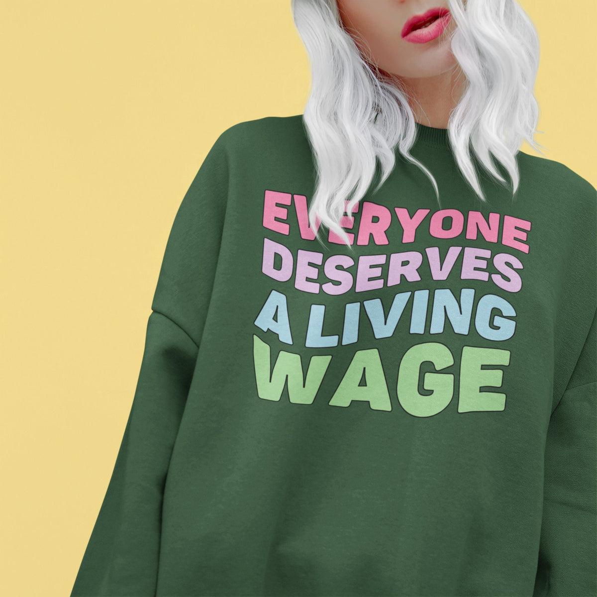 Sweatshirt for Leftist Everyone Deserves a Living Wage Retro Aesthetic Shirt Capitalism Sucks Human Rights Anti Capitalist Sweatshirt Sweatshirt – Fan Favorite · Perfect For Daily Wear