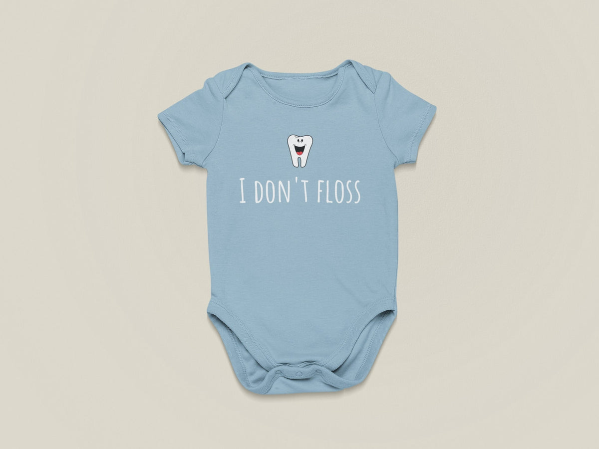 Cute Dentist Baby Shirt Adorable Baby Onepiece I Don39t Floss Dentist39s Baby Present Baby Shower First Birthday All Cotton Graphic Tee – Bold Style · Must-Have Style
