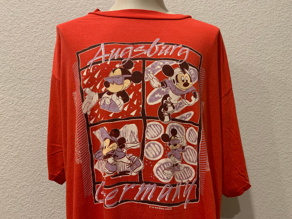 Vintage 9039s Augsburg Germany Mickey Mouse Red Paperthin T Shirt Size 4XL Graphic Tee – Warm & Stylish · High-Quality Print