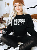 Horror Addict Goth Crew Neck Sweatshirt Halloween Sweater Sweatshirt – Everyday Comfort · Trending Graphic Apparel