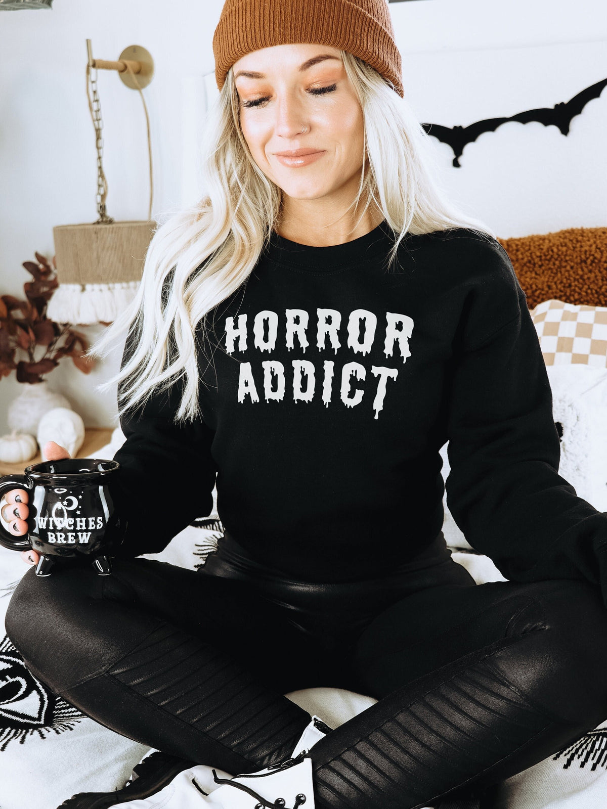 Horror Addict Goth Crew Neck Sweatshirt Halloween Sweater Sweatshirt – Everyday Comfort · Trending Graphic Apparel