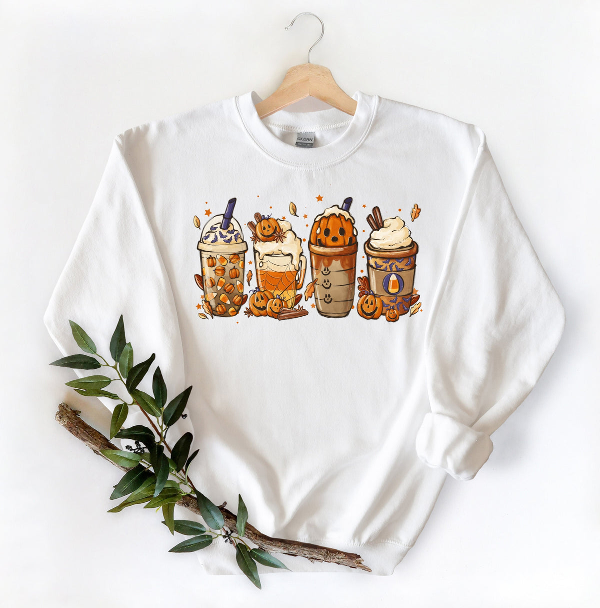 Fall Coffee Shirt Cute Fall Sweatshirt Coffee Lover tee Shirt Halloween Pumpkin Latte Drink Cup Pumpkin Spice Shirt Thanksgiving Shirt Sweatshirt – Aesthetic Look · Must-Have Style
