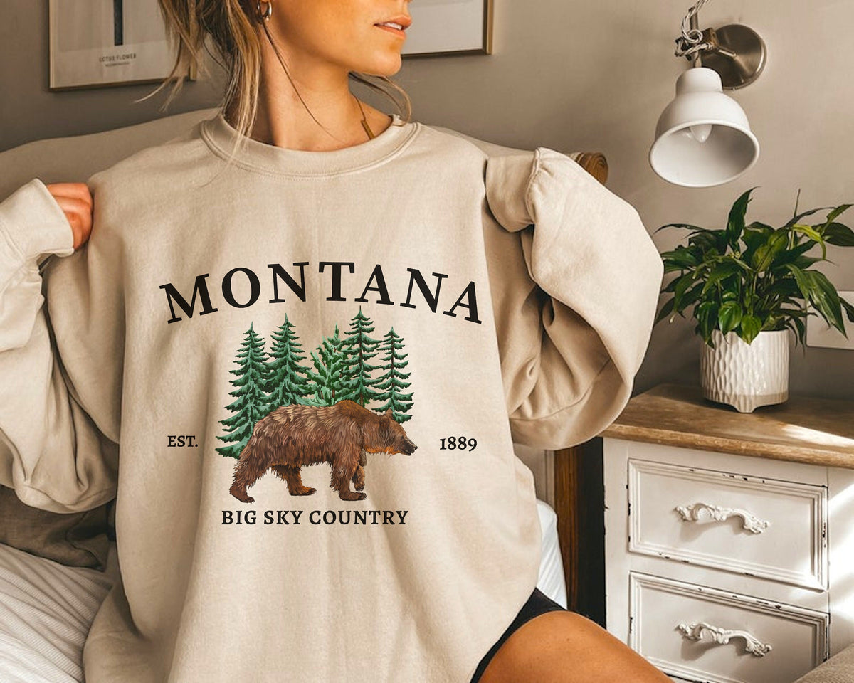 Grizzly Bear Pullover Montana Sweatshirt Montana Gift Montana Hiking Shirt Montana Souvenir Montana Vacation Montana Gift Sweatshirt – Warm & Stylish · Must-Have Style