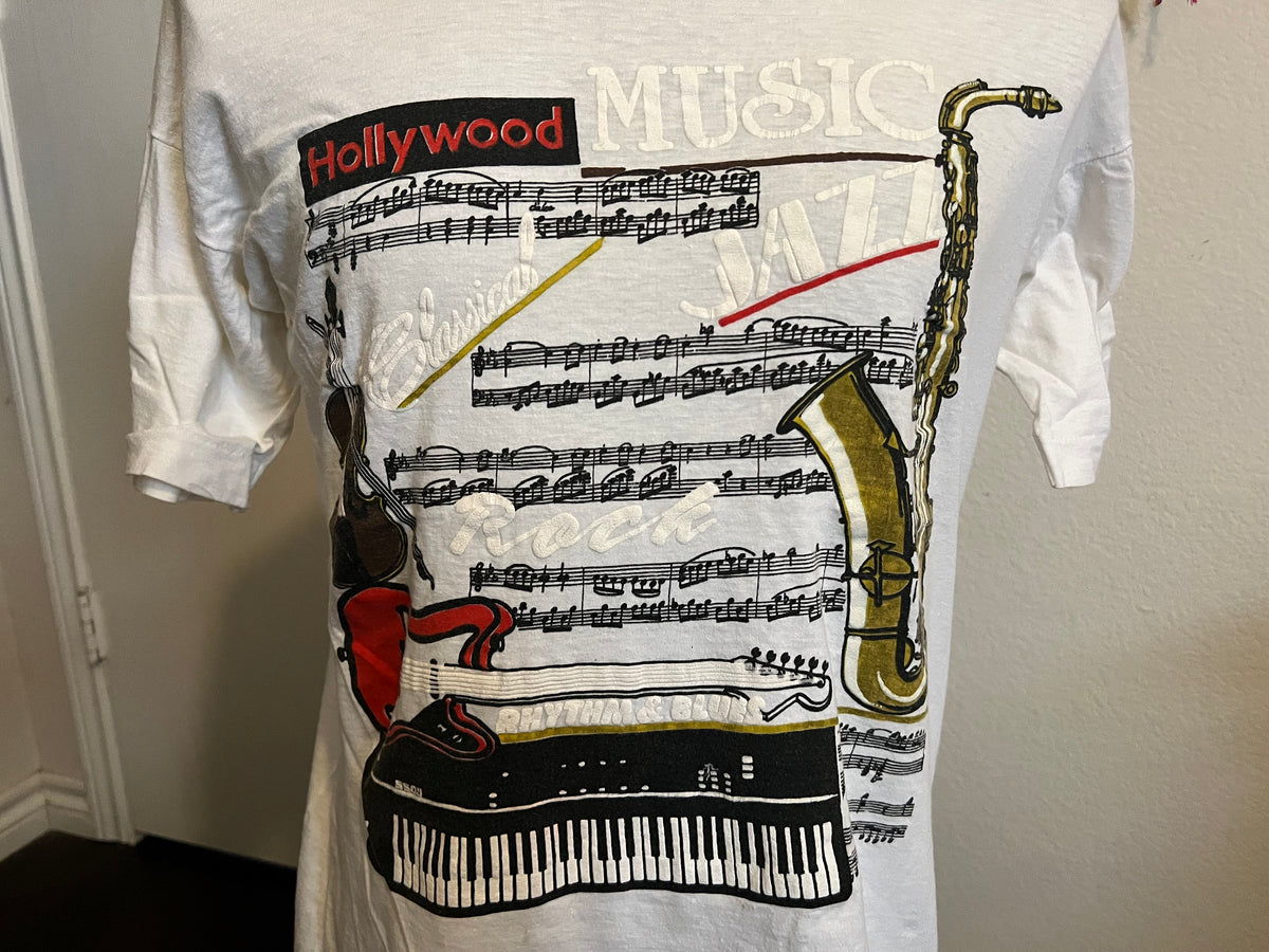 Vintage 8039s Hollywood Music Jazz Rock T Shirt M Graphic Tee – Everyday Comfort · Perfect For Daily Wear