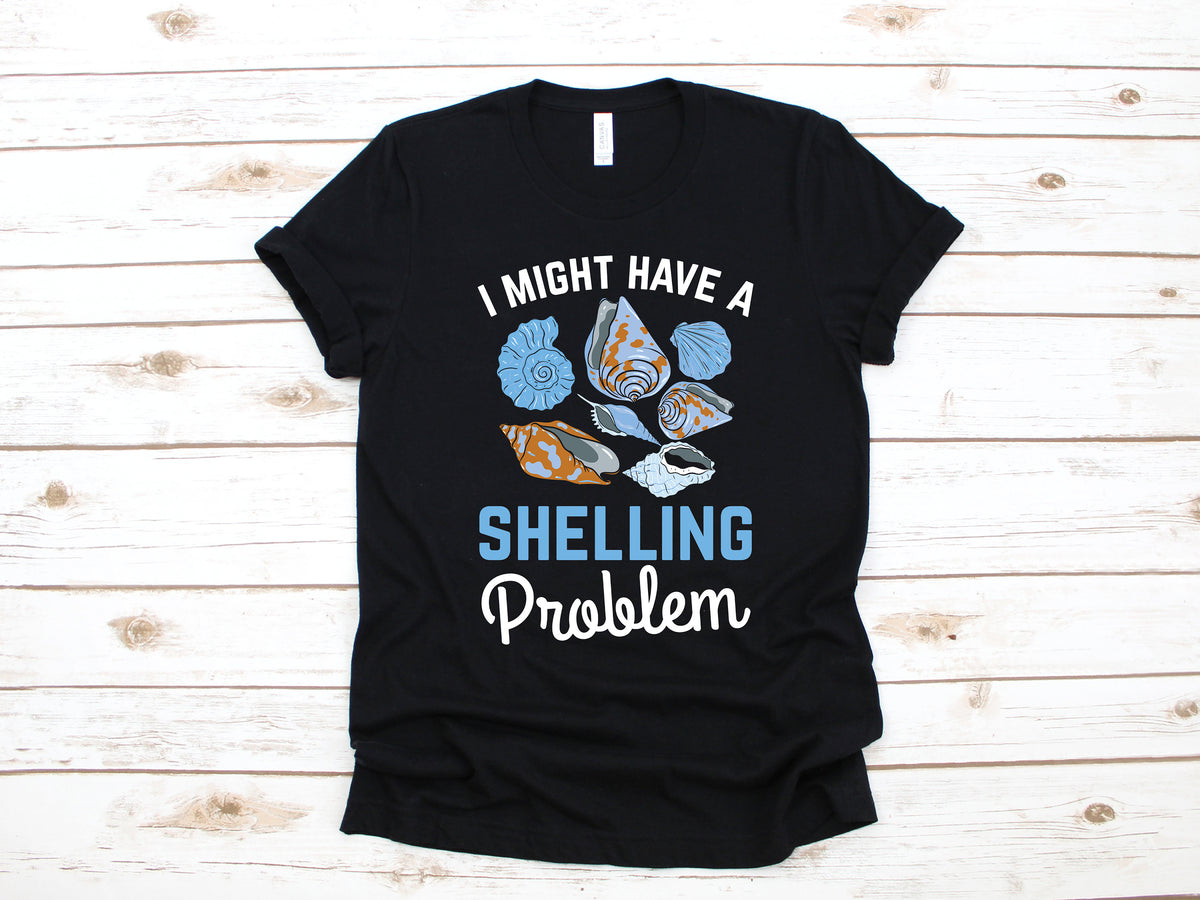 Might Have A Shelling Problem Shirt Funny Seashell Collector Tee Collecting Seashells Kids TShirt Hoodie Tank Top Shelling Sweatshirt Hoodie – Warm & Stylish · Trending Graphic Apparel