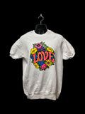 Vintage 70s peace and love psychedelic hippie short sleeve sweatshirt E102 Sweatshirt – Cozy Vibes · Trending Graphic Apparel
